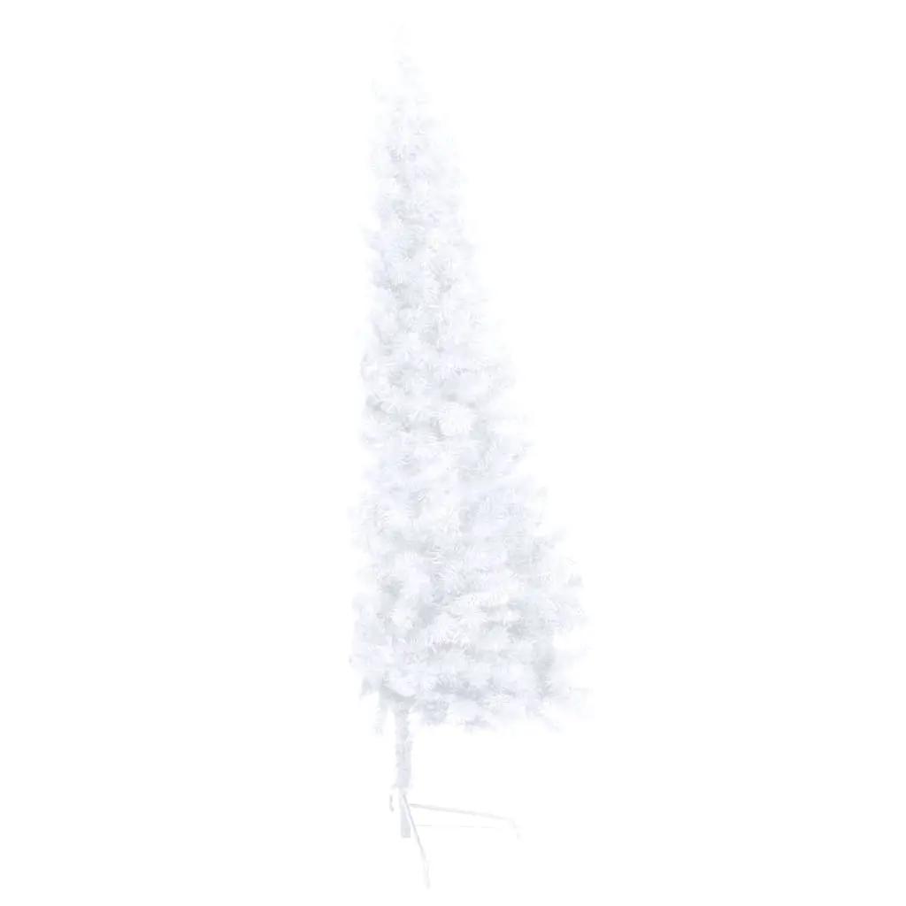 Kunstkerstboom met verlichting half standaard 180 cm PVC wit (4)
