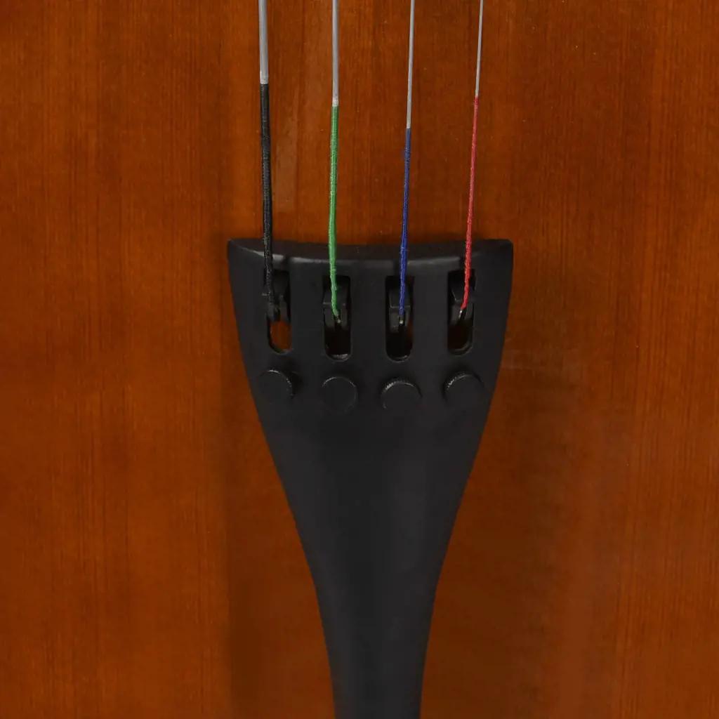 Celloset met tas en haren strijkstok 4/4 donkerhoutkleurig (6)