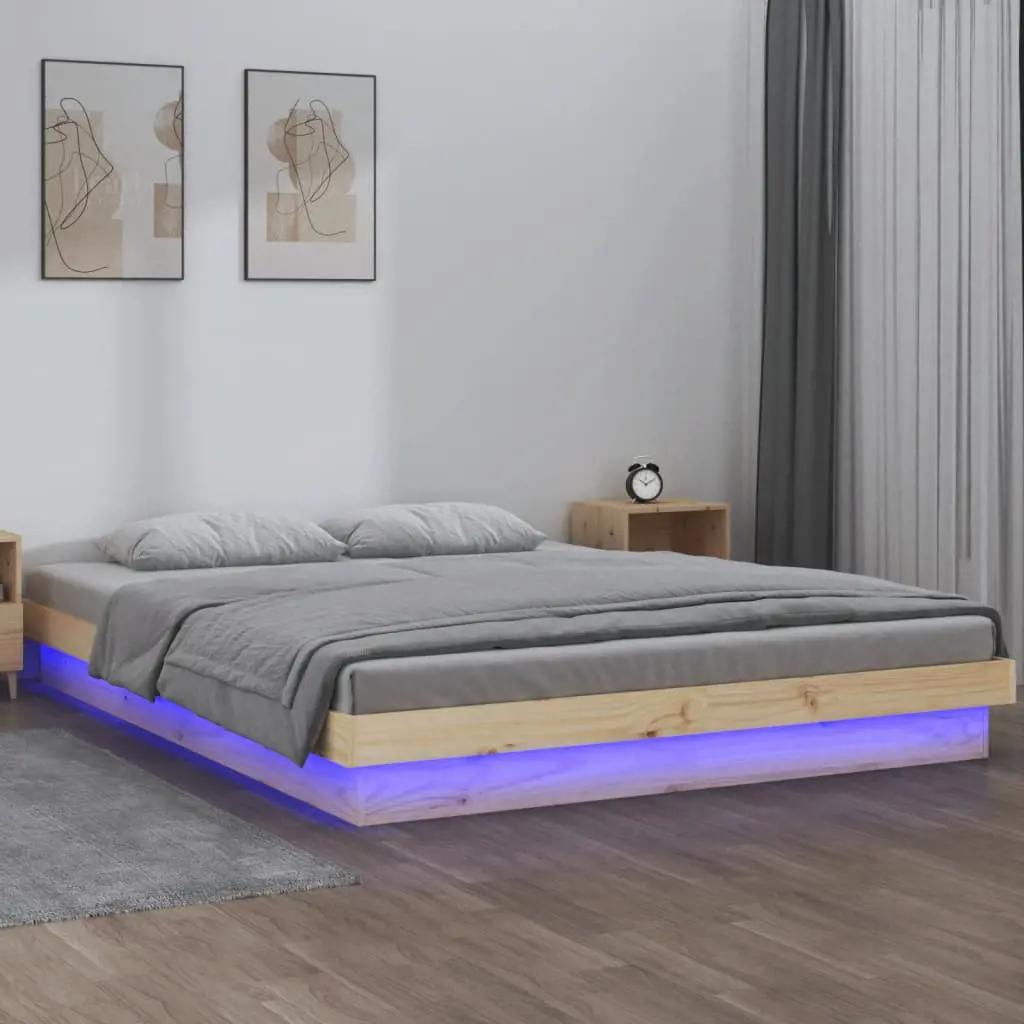 Bedframe LED massief hout 160x200 cm
