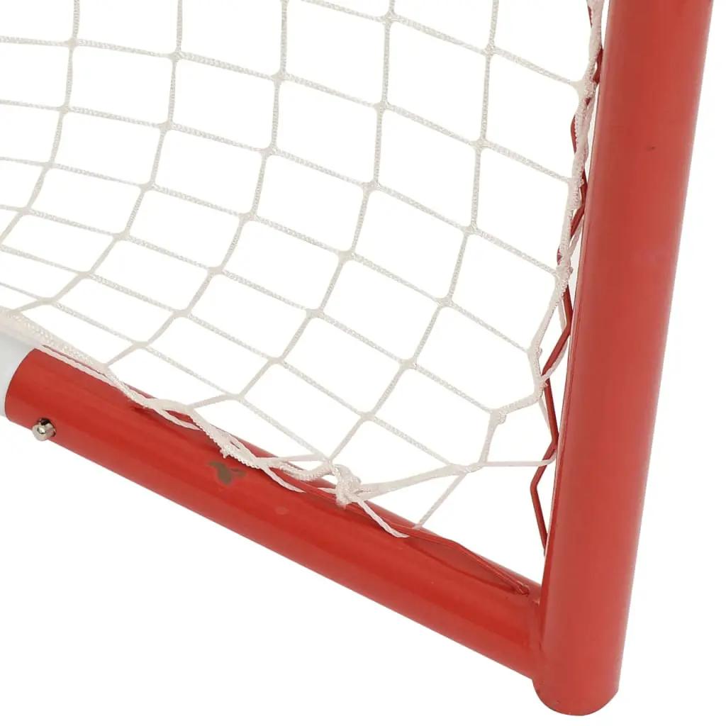 Hockeydoel met net 153x60x118 cm staal en polyester rood en wit (5)
