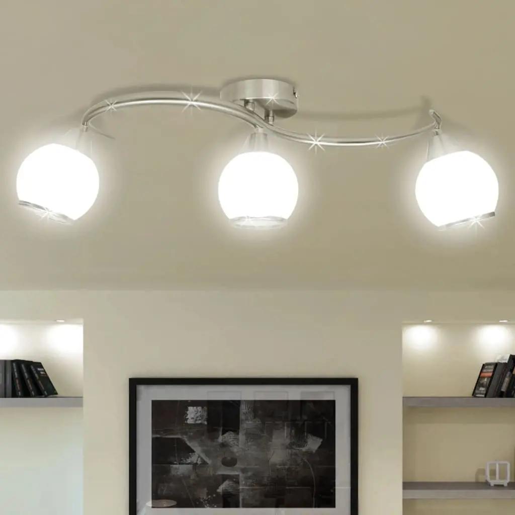 Plafondlamp glazen kappen + golvende rail voor 3 x E14 peertjes
