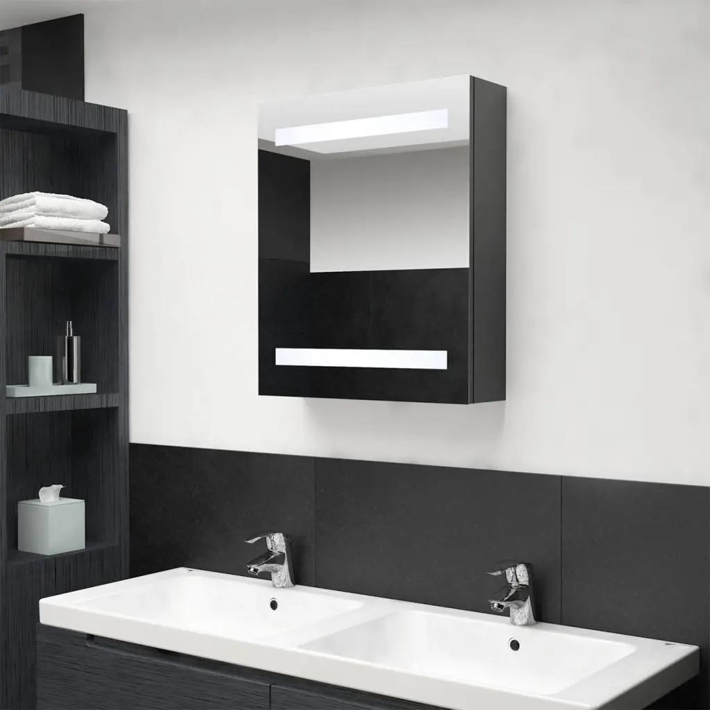 Badkamerkast met spiegel en LED 50x14x60 cm grijs