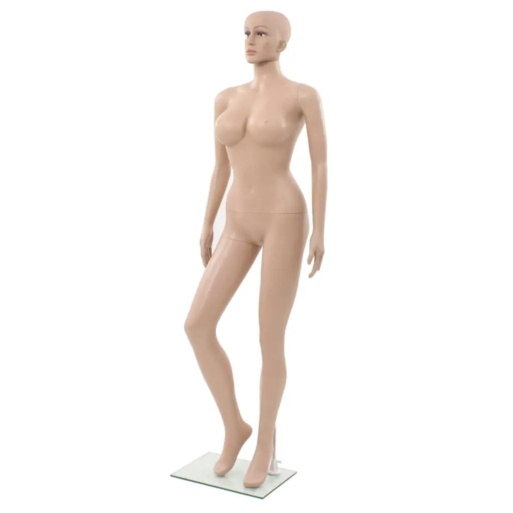 Etalagepop sexy vrouw met glazen voet 180 cm beige