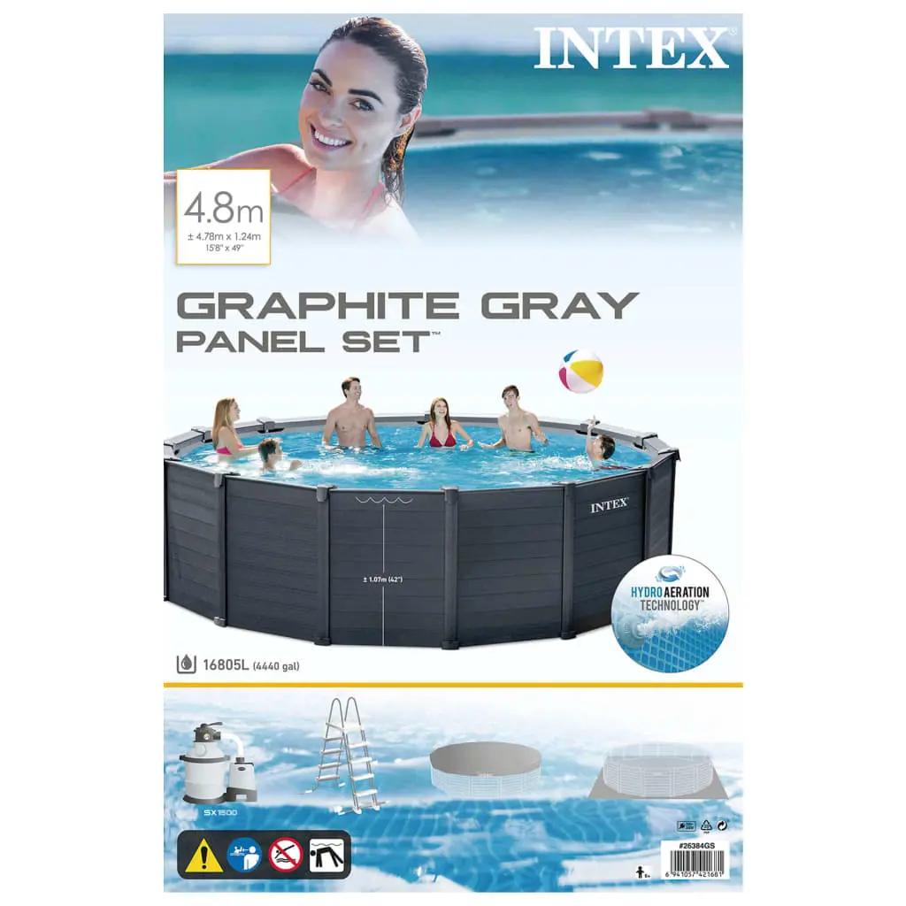 INTEX Zwembadset Graphite Gray Panel bovengronds 478x124 cm (11)