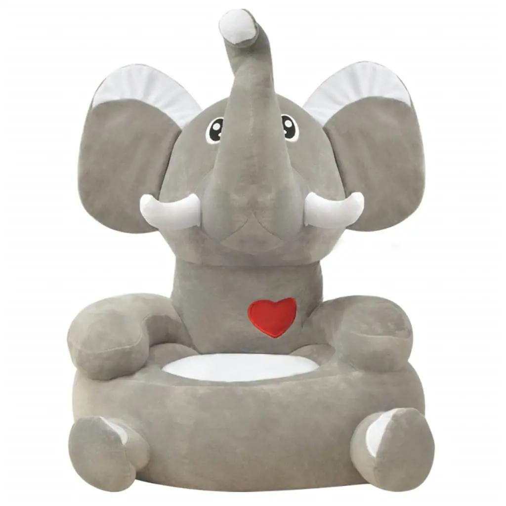 Kinderstoel olifant pluche grijs (2)