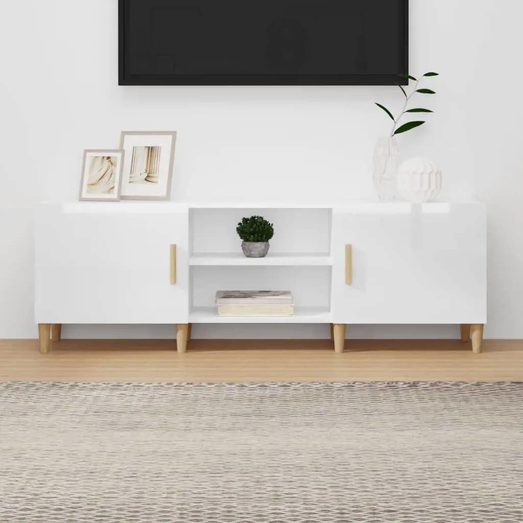 Tv-meubel 150x30x50 cm bewerkt hout hoogglans wit (1)