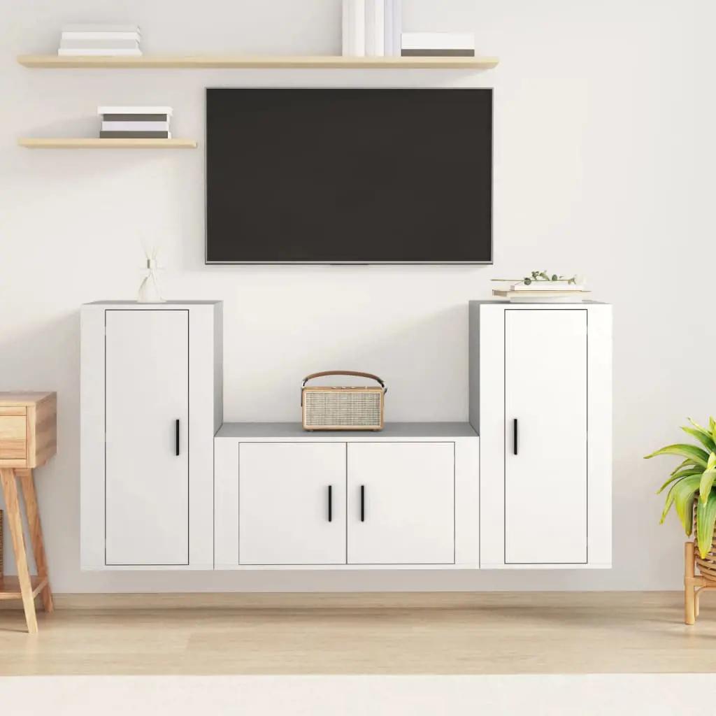 3-delige Tv-meubelset bewerkt hout wit (1)