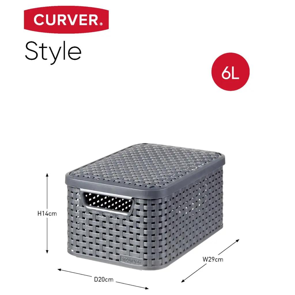 Curver Opbergboxen met deksel Style 3 st S 6 L antracietkleurig (4)