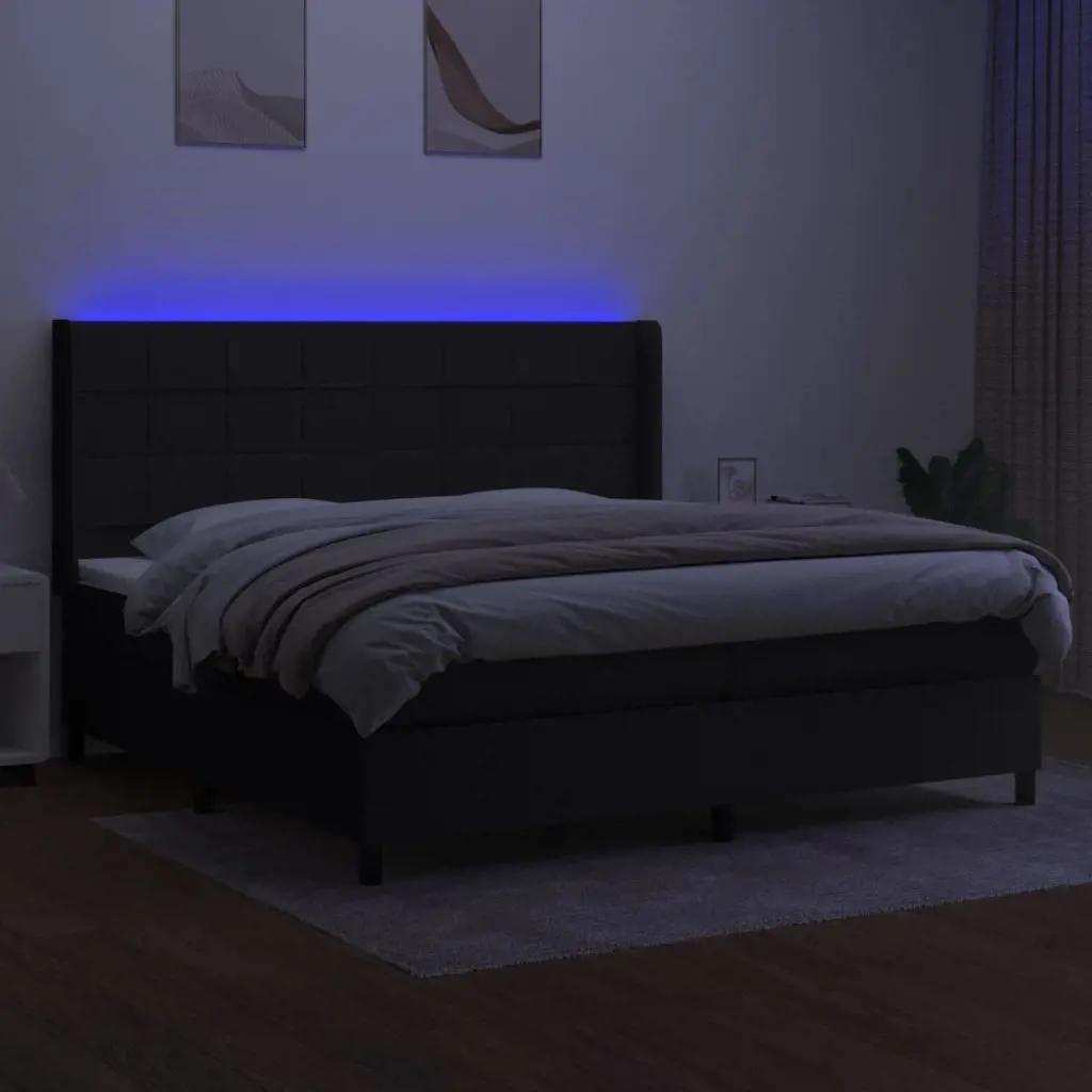 Boxspring met matras en LED stof zwart 200x200 cm (3)