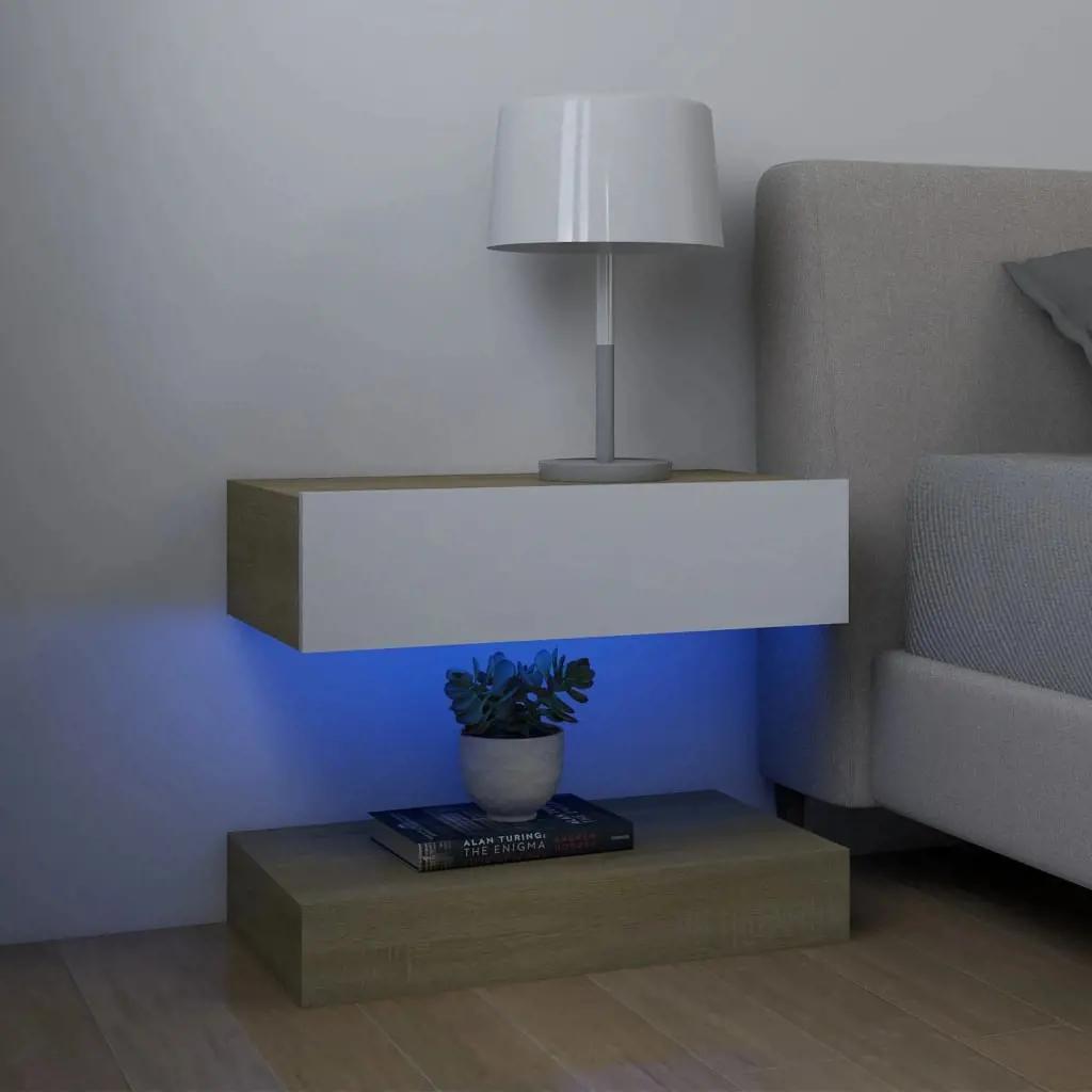 Tv-meubel met LED-verlichting 60x35 cm wit sonoma eikenkleurig (9)