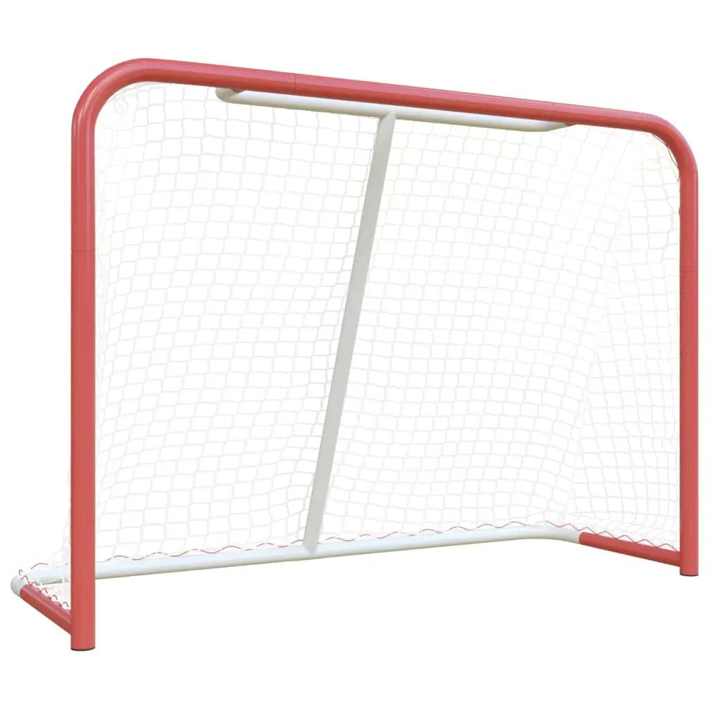Hockeydoel met net 153x60x118 cm staal en polyester rood en wit (2)