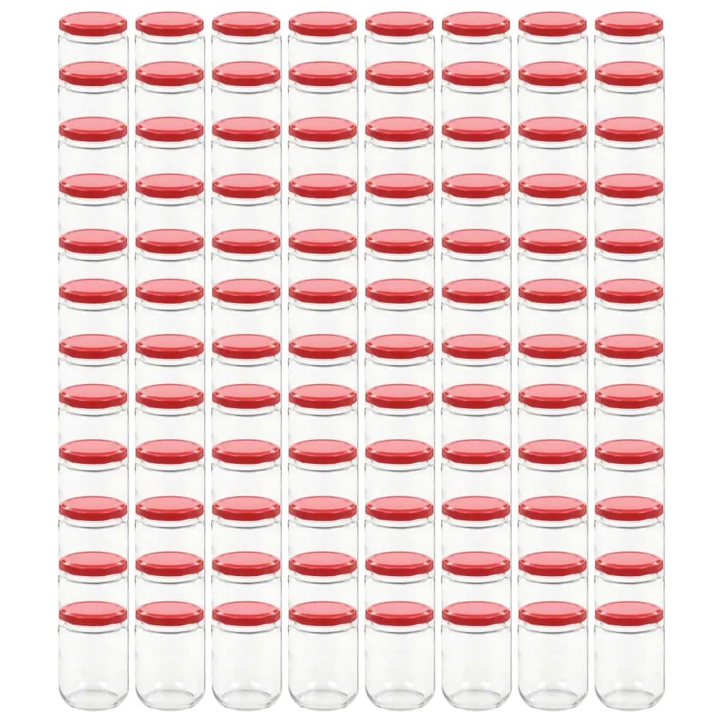 Jampotten met rode deksels 96 st 230 ml glas (2)