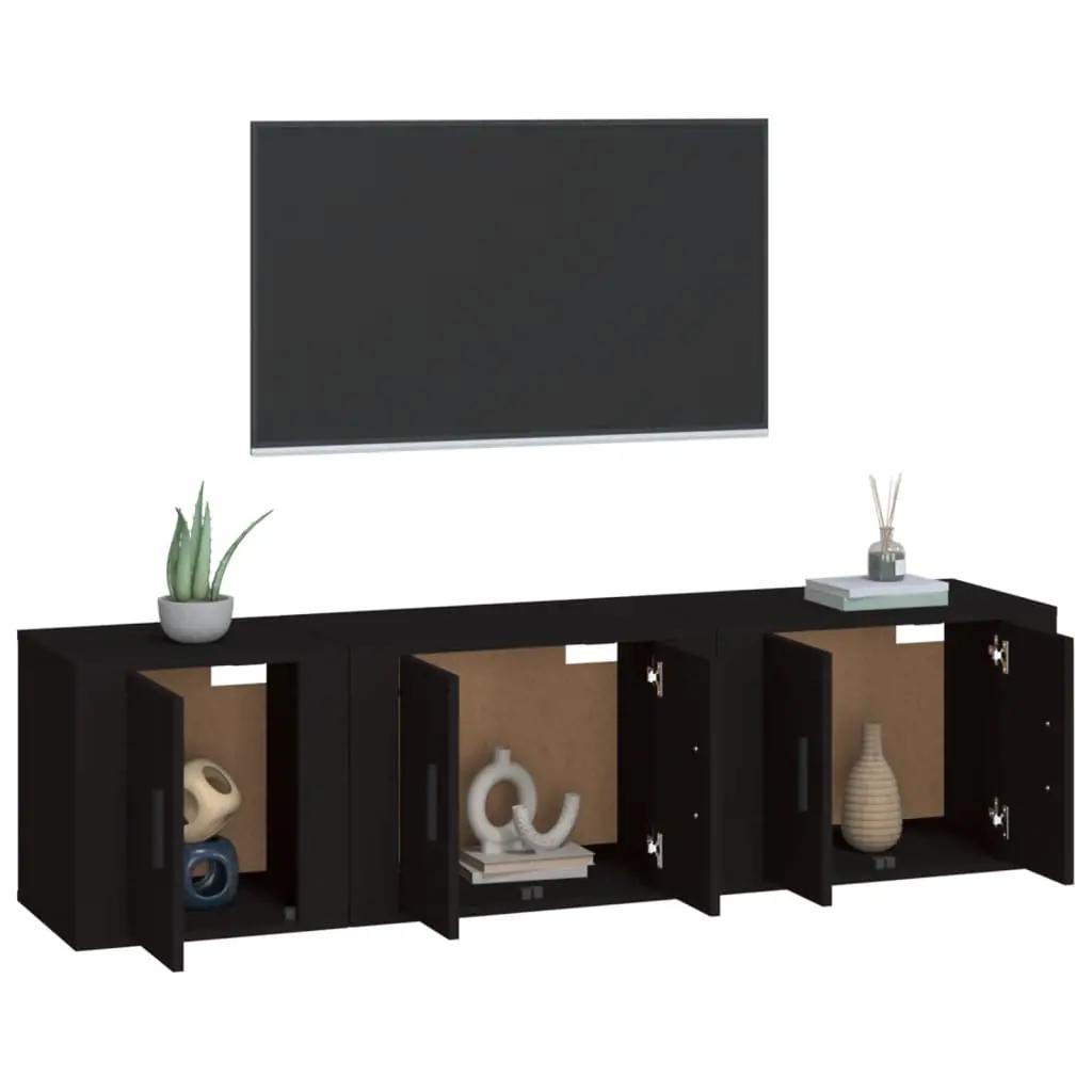 3-delige Tv-meubelset bewerkt hout zwart (3)