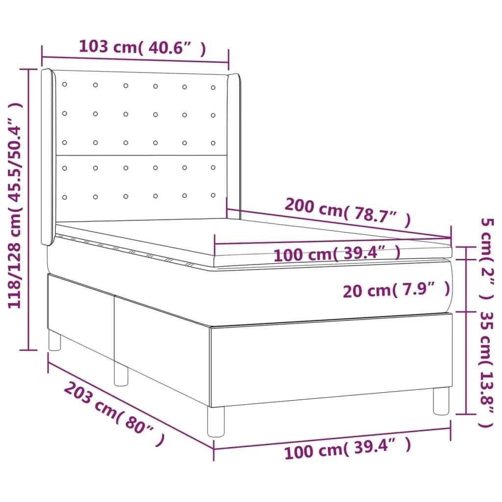 Boxspring met matras en LED stof lichtgrijs 100x200 cm (8)