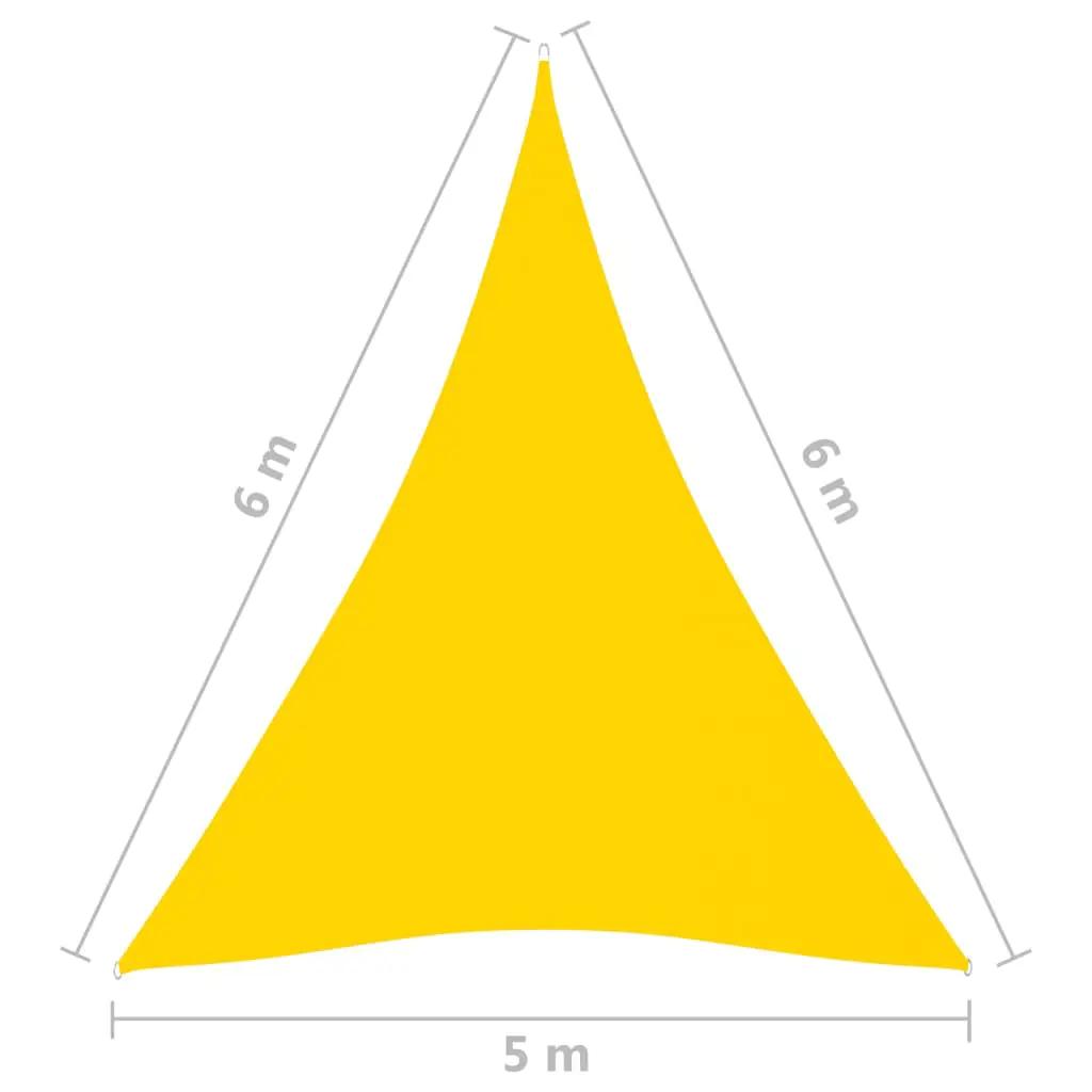 Zonnescherm driehoekig 5x6x6 m oxford stof geel (6)