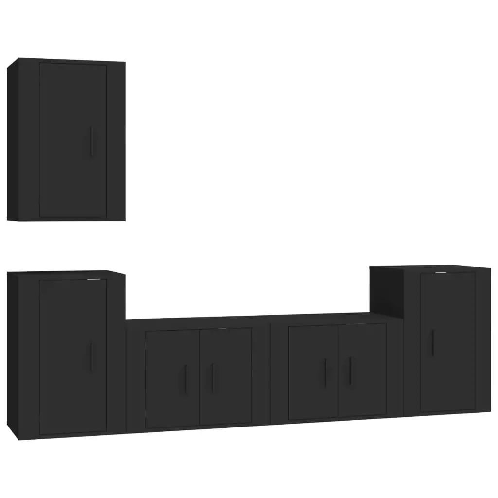 5-delige Tv-meubelset bewerkt hout zwart (2)