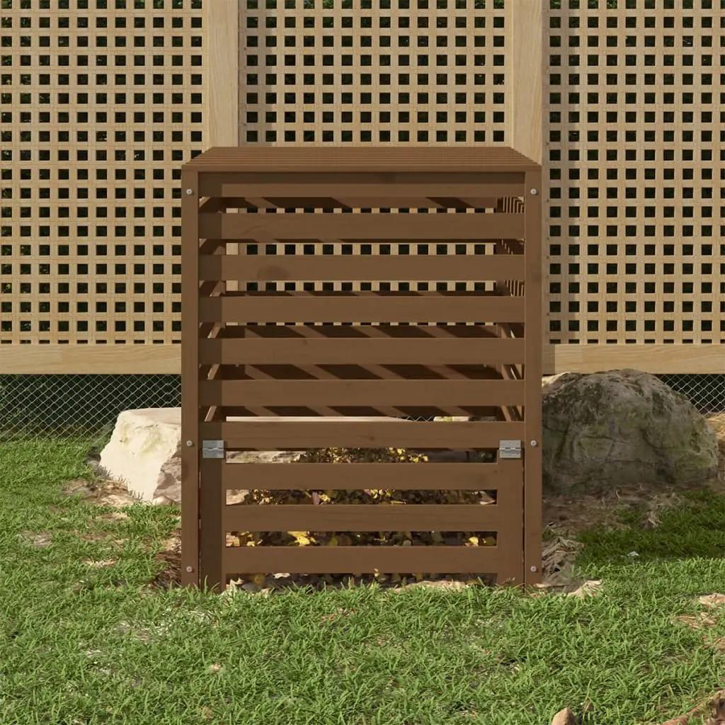 Compostbak 82,5x82,5x99,5 cm massief grenenhout honingbruin