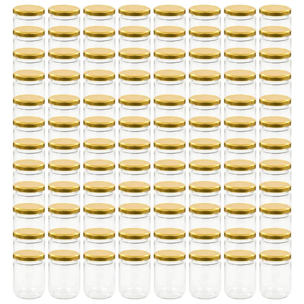 Jampotten met goudkleurige deksels 96 st 230 ml glas (2)