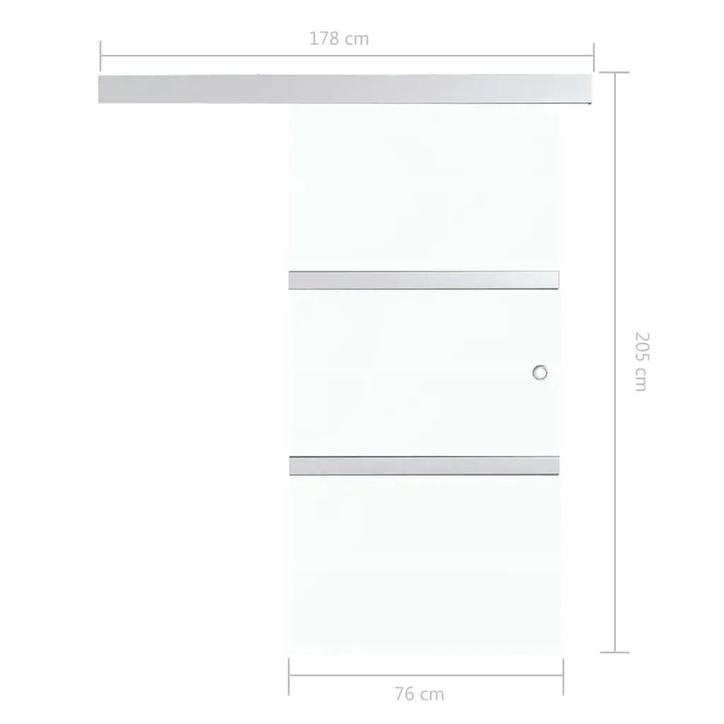 Schuifdeur 76x205 cm ESG-glas en aluminium zilverkleurig (7)