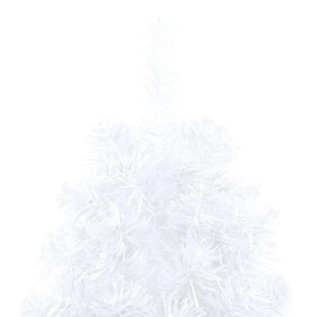 Kunstkerstboom met verlichting half standaard 150 cm PVC wit (6)