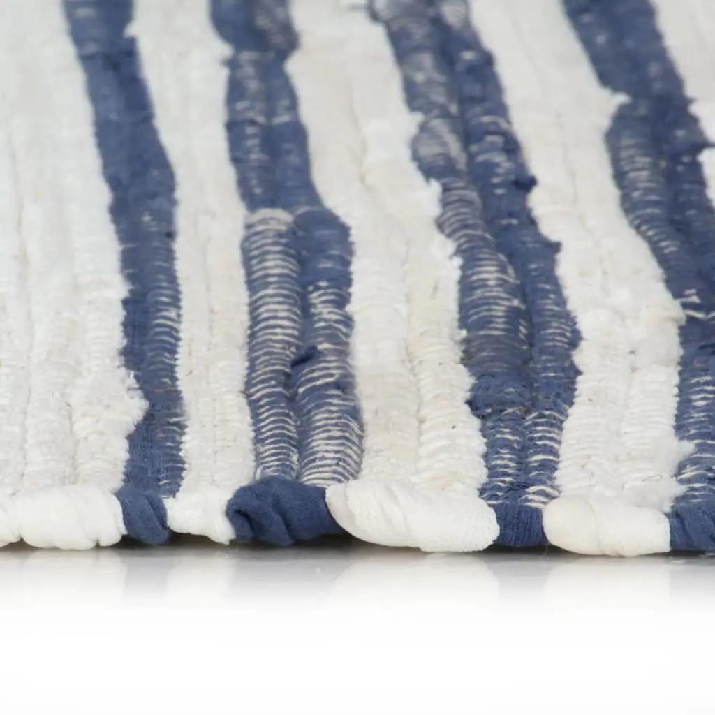 Vloerkleed chindi handgeweven 120x170 cm katoen blauw en wit (3)