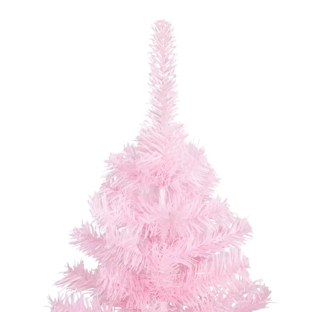 Kunstkerstboom met verlichting en standaard 150 cm PVC roze (4)