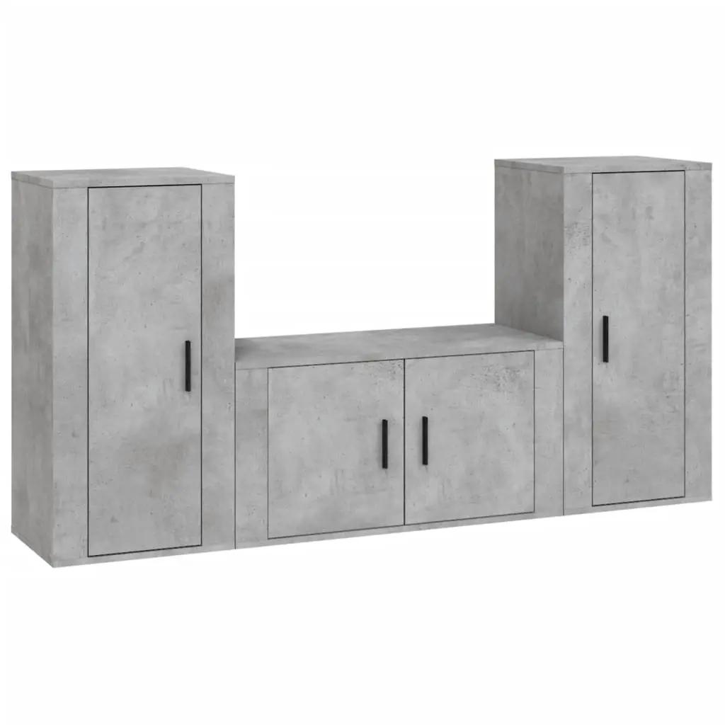 3-delige Tv-meubelset bewerkt hout betongrijs (2)
