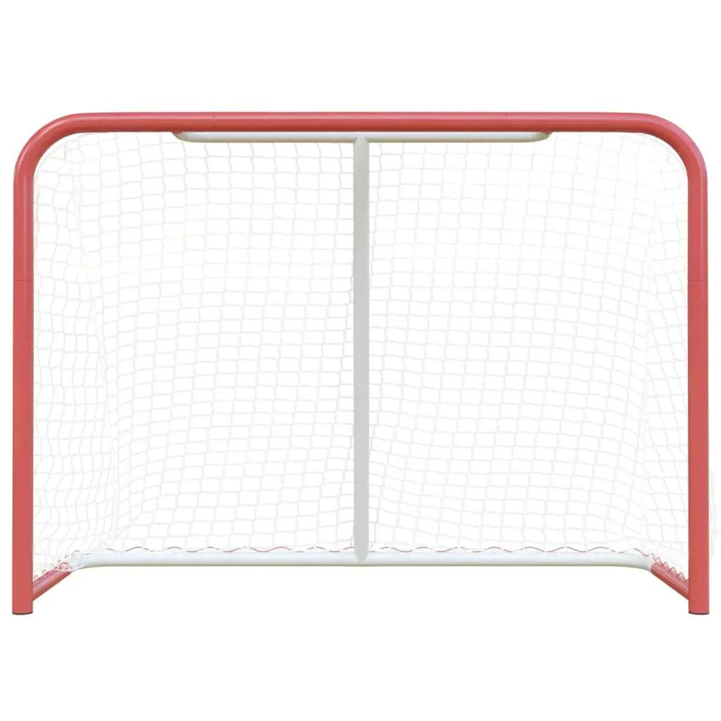 Hockeydoel met net 153x60x118 cm staal en polyester rood en wit (3)