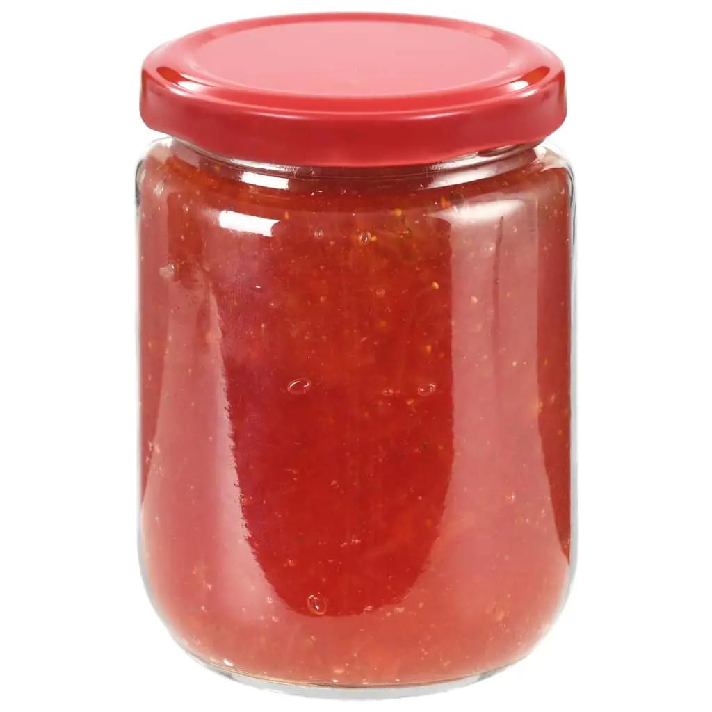 Jampotten met rode deksels 96 st 230 ml glas (3)
