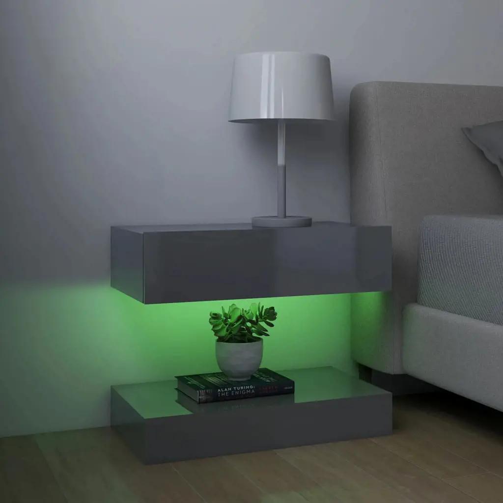 Tv-meubelen 2 st met LED-verlichting 60x35 cm hoogglans grijs (11)