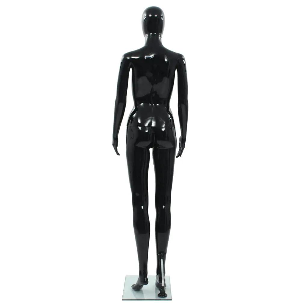 Etalagepop vrouwelijk met glazen voet 175 cm glanzend zwart (4)