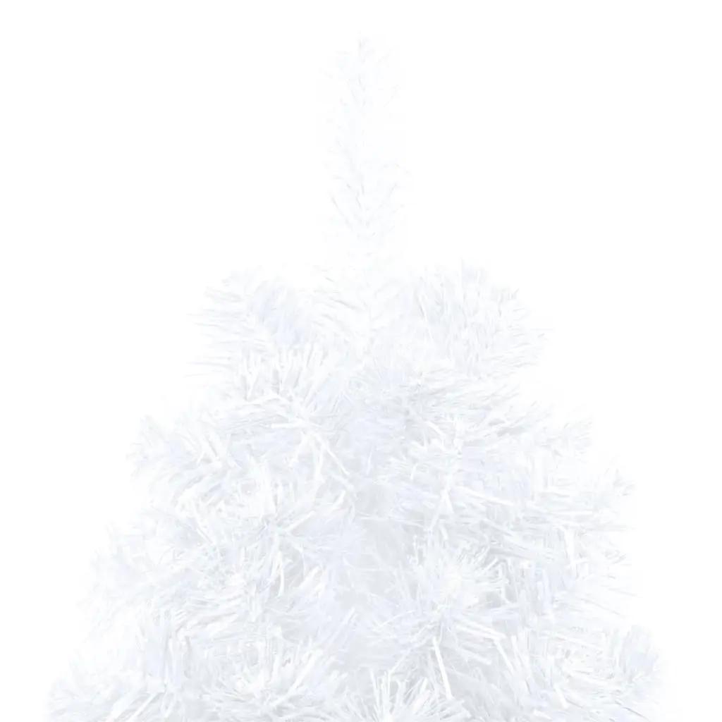 Kunstkerstboom met verlichting half standaard 240 cm PVC wit (8)