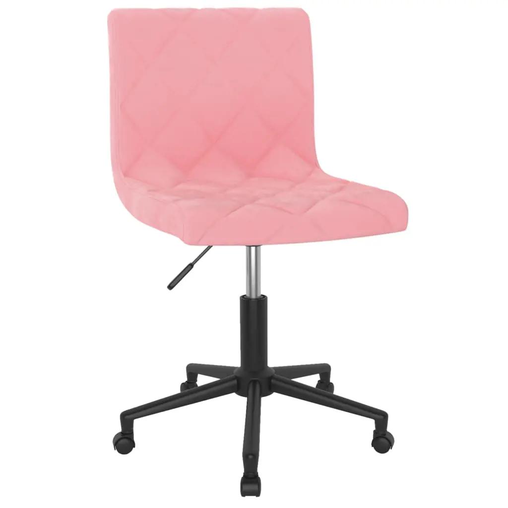 Kantoorstoel draaibaar fluweel roze (2)