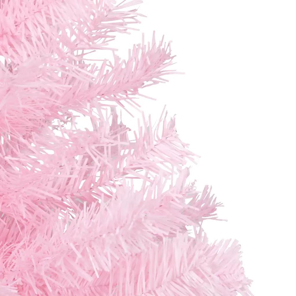 Kunstkerstboom met verlichting en standaard 150 cm PVC roze (3)