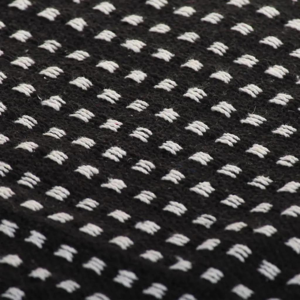 Plaid vierkanten 160x210 cm katoen zwart (6)