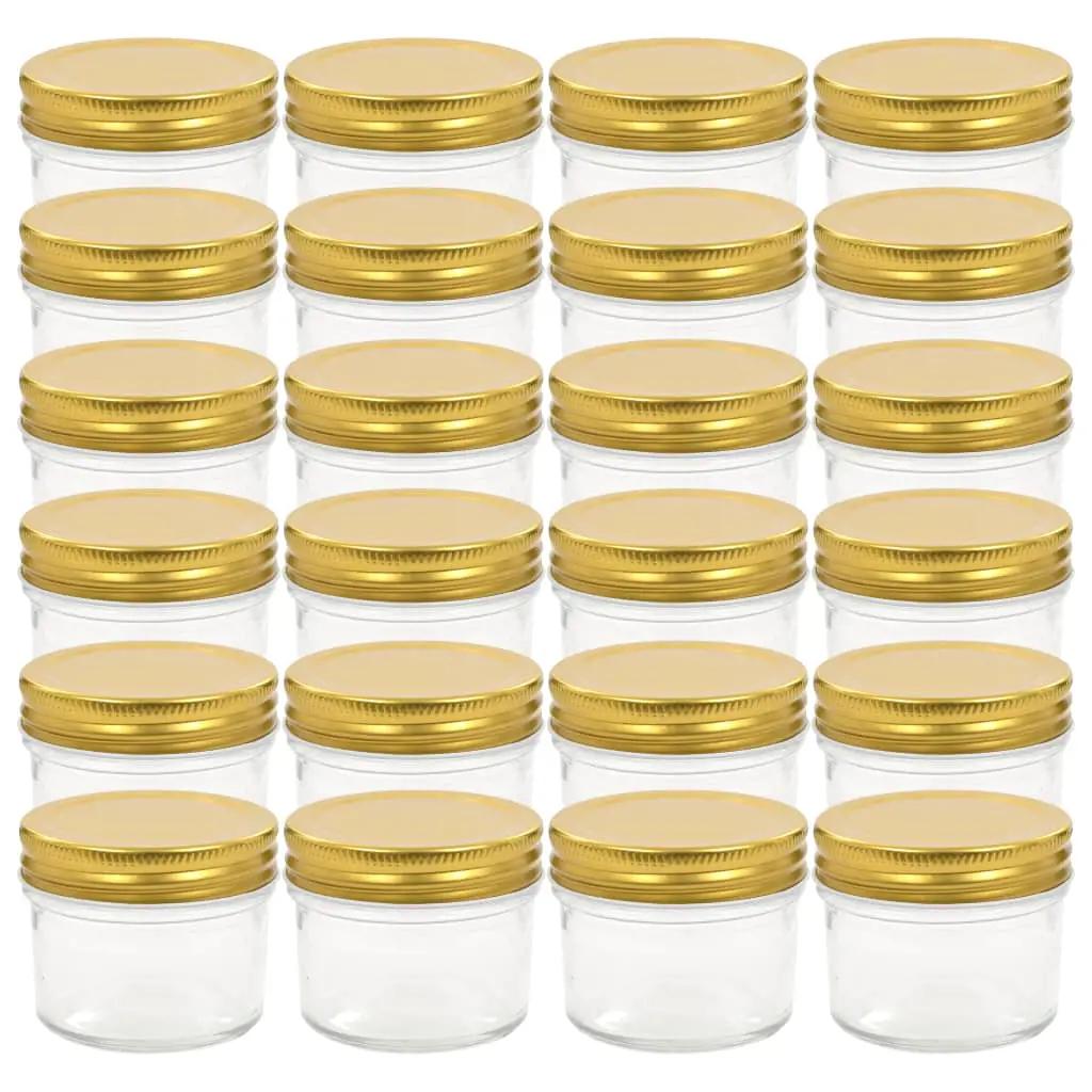 Jampotten met goudkleurige deksels 24 st 110 ml glas (2)