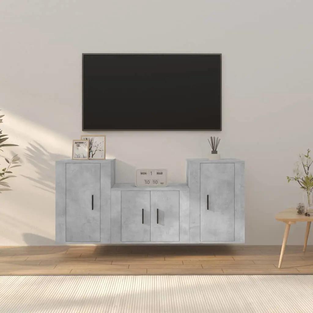 3-delige Tv-meubelset bewerkt hout betongrijs (1)