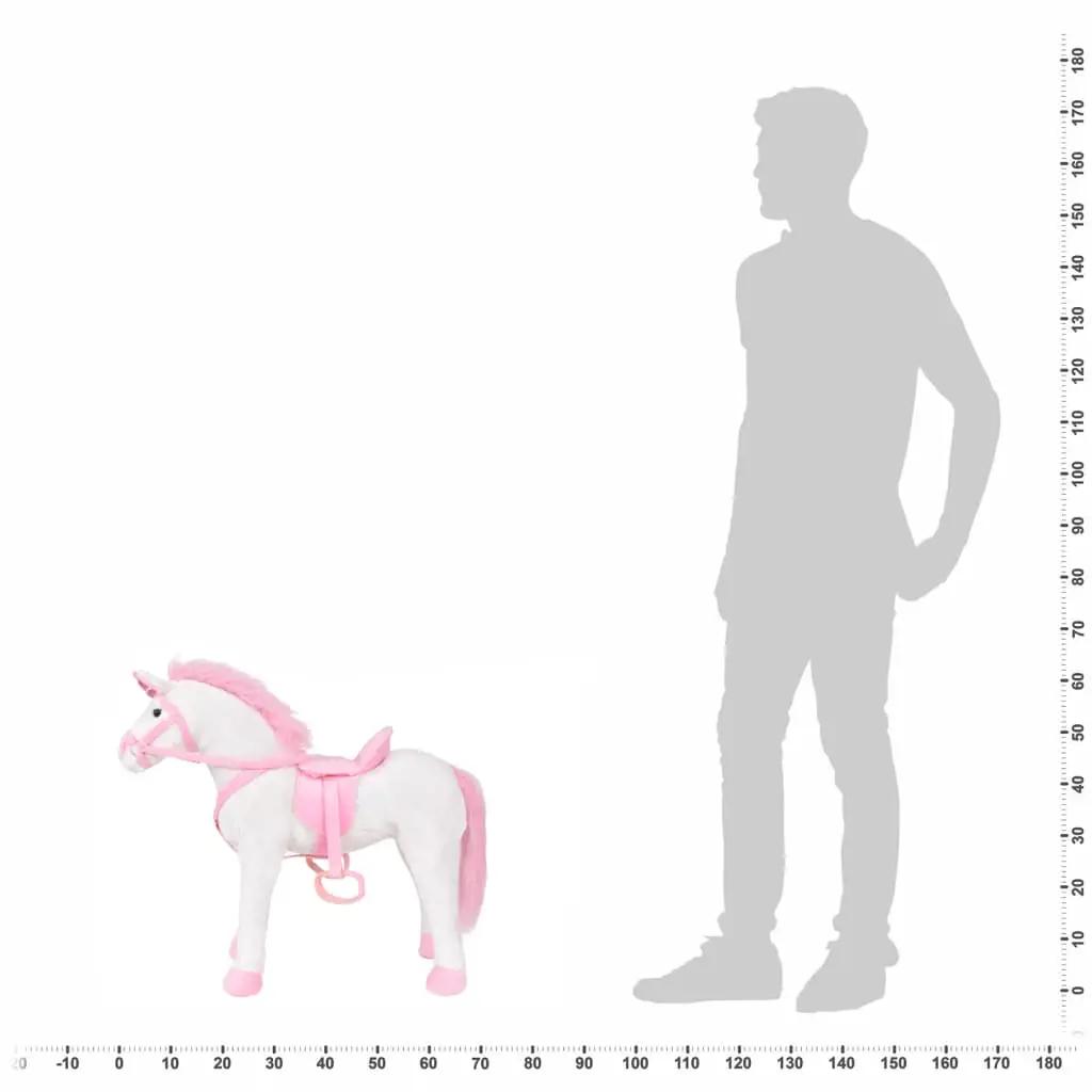 Speelgoedeenhoorn staand XXL pluche wit en roze (6)