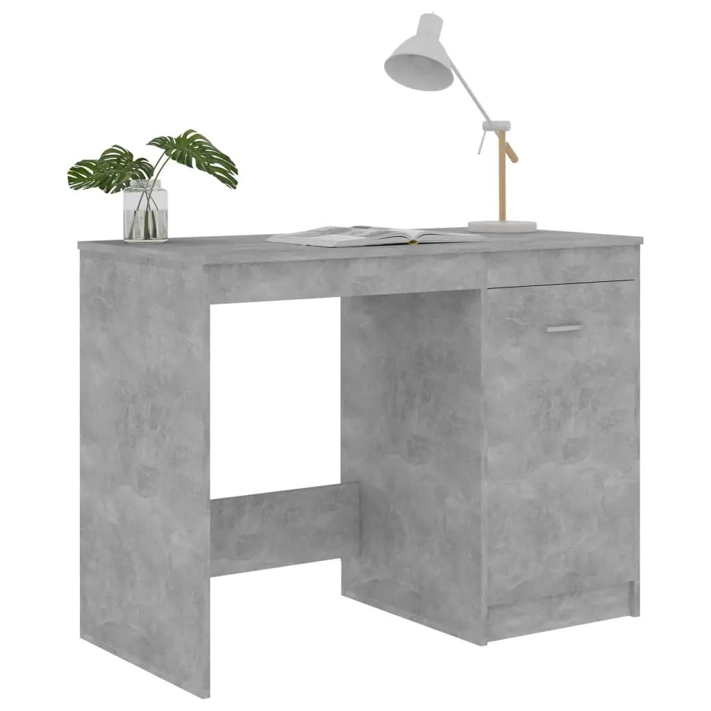 Bureau 100x50x76 cm bewerkt hout betongrijs (4)