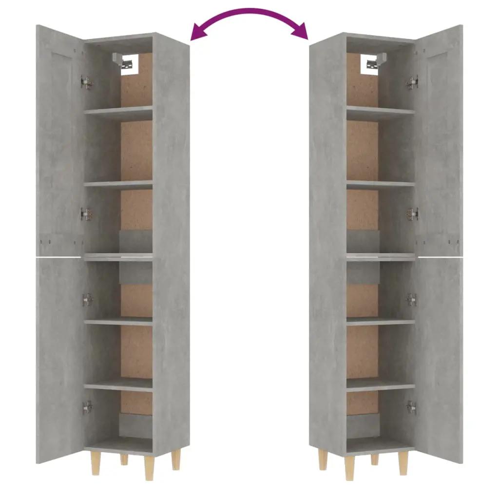 Hoge kast 35x34x180 cm bewerkt hout betongrijs (8)