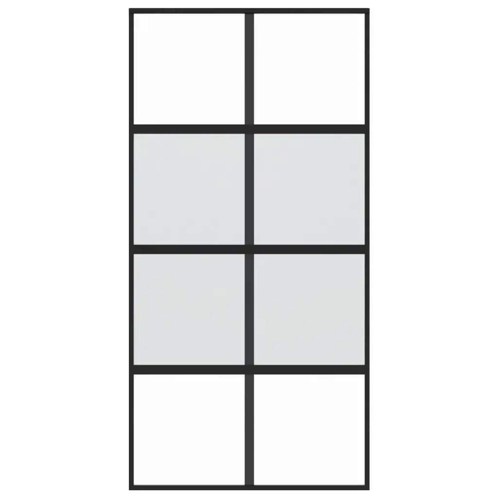 Schuifdeur 102,5x205 cm gehard glas en aluminium zwart (4)