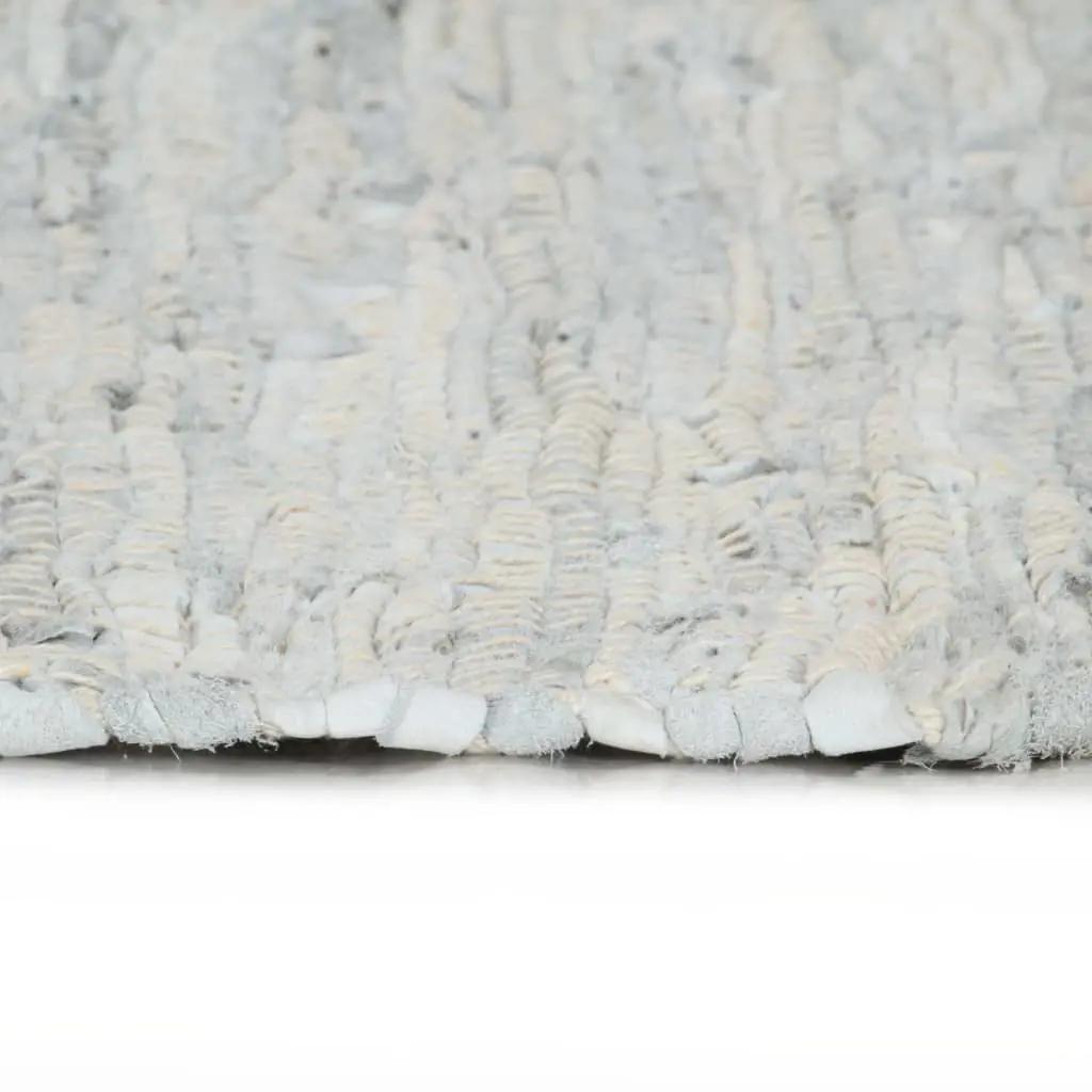 Vloerkleed chindi handgeweven 190x280 cm leer lichtgrijs (3)