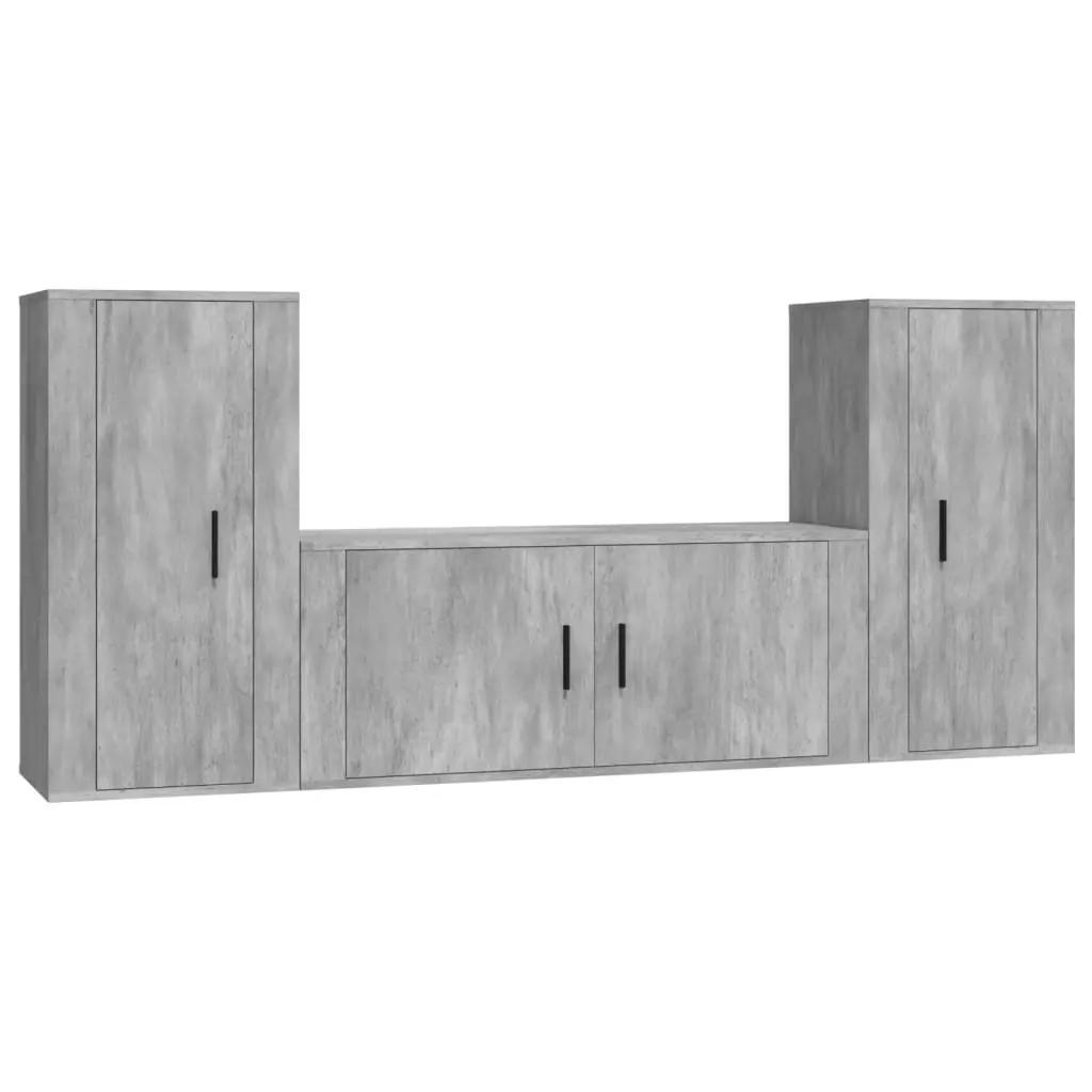 3-delige Tv-meubelset bewerkt hout betongrijs (2)