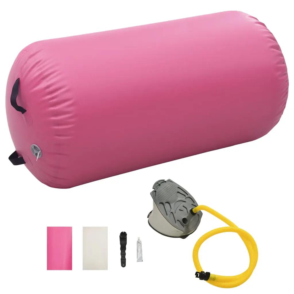Gymnastiekrol met pomp opblaasbaar 120x75 cm PVC roze (1)