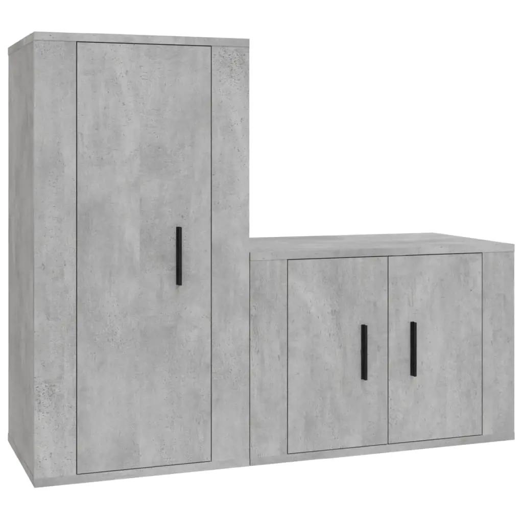 2-delige Tv-meubelset bewerkt hout betongrijs (2)