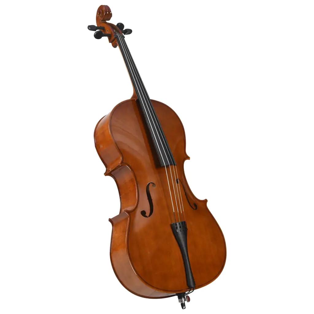 Celloset met tas en haren strijkstok 4/4 donkerhoutkleurig (2)