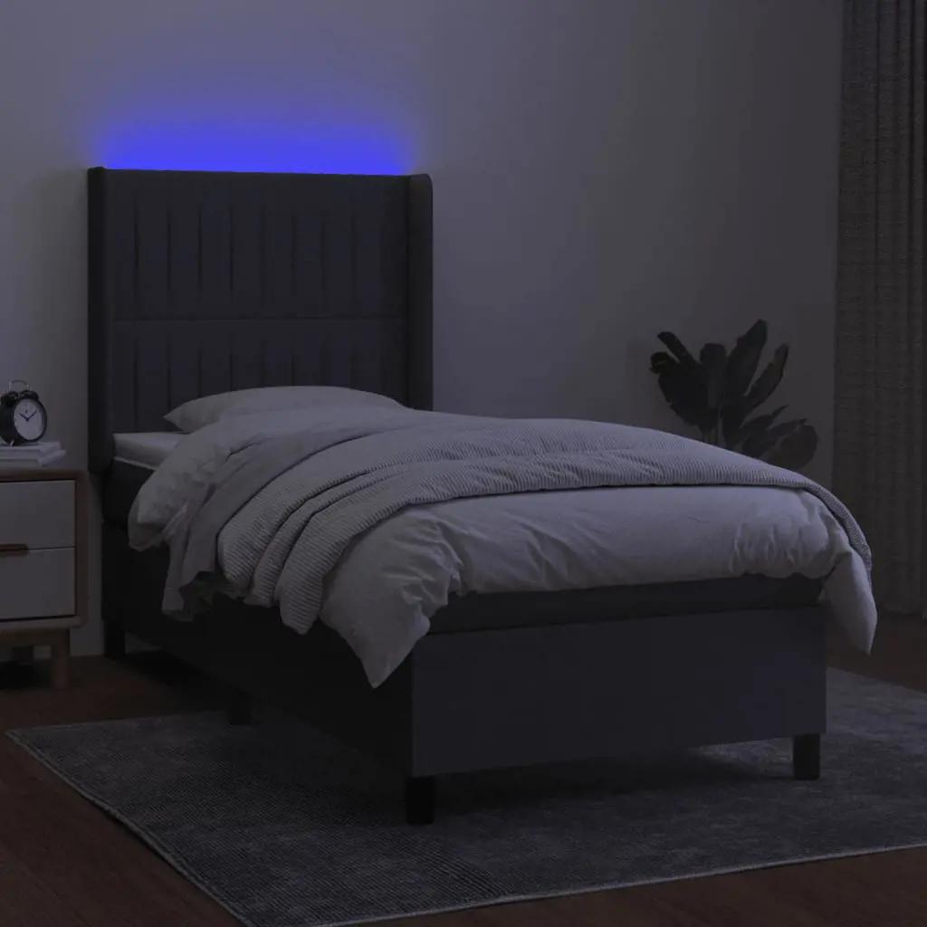 Boxspring met matras en LED stof donkergrijs 90x200 cm (3)