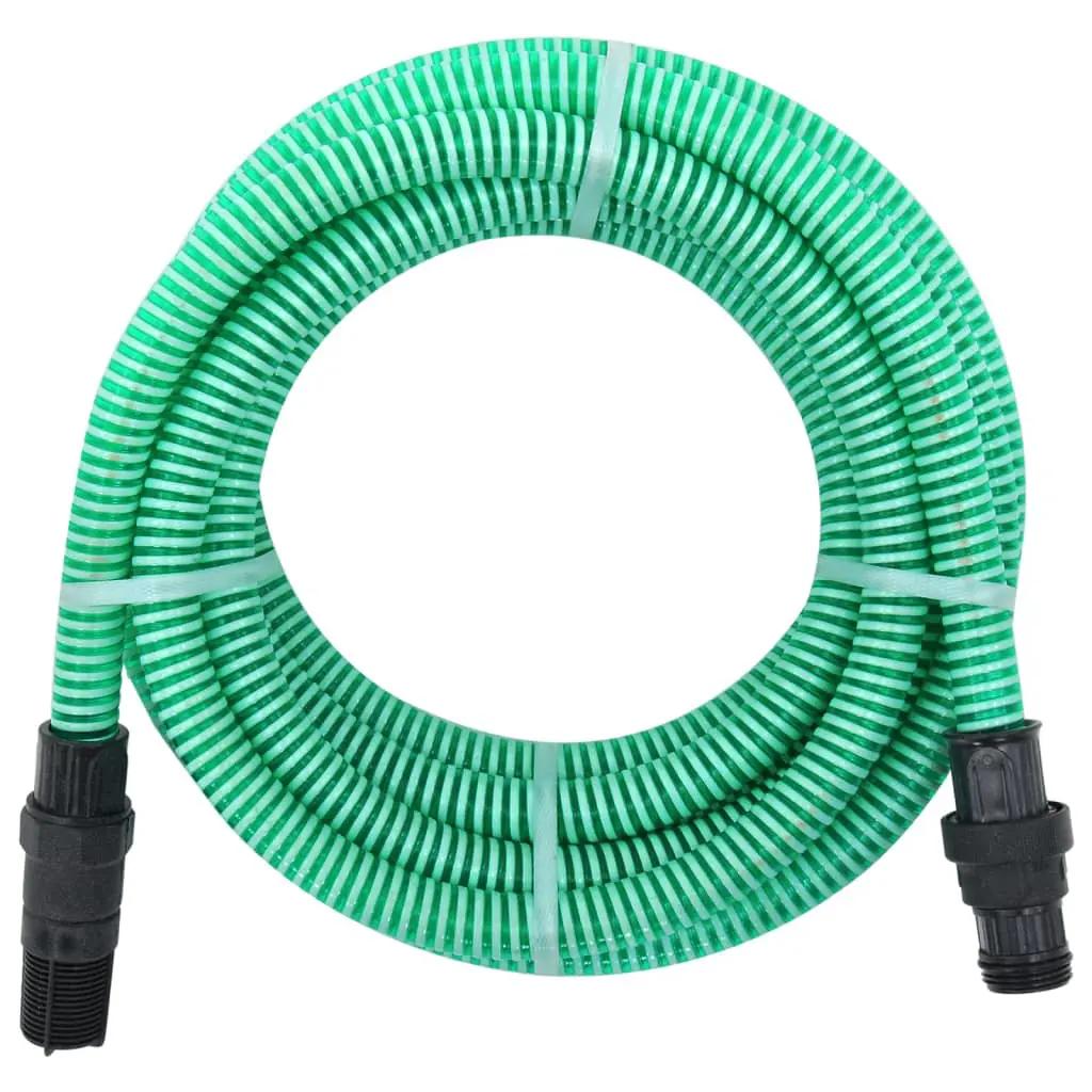 Zuigslang met PVC koppelingen 7 m 22 mm groen