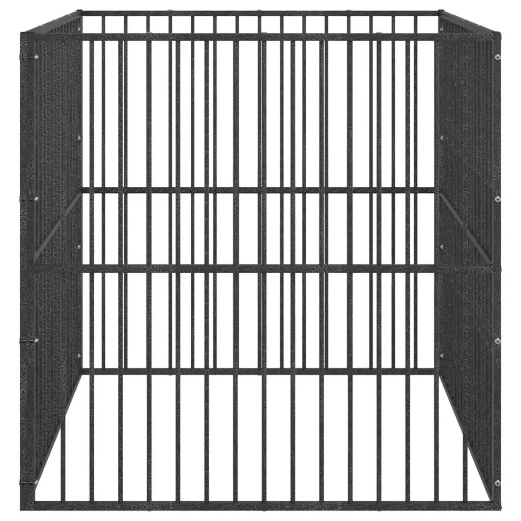 Hondenkennel 4 panelen gepoedercoat staal zwart (4)