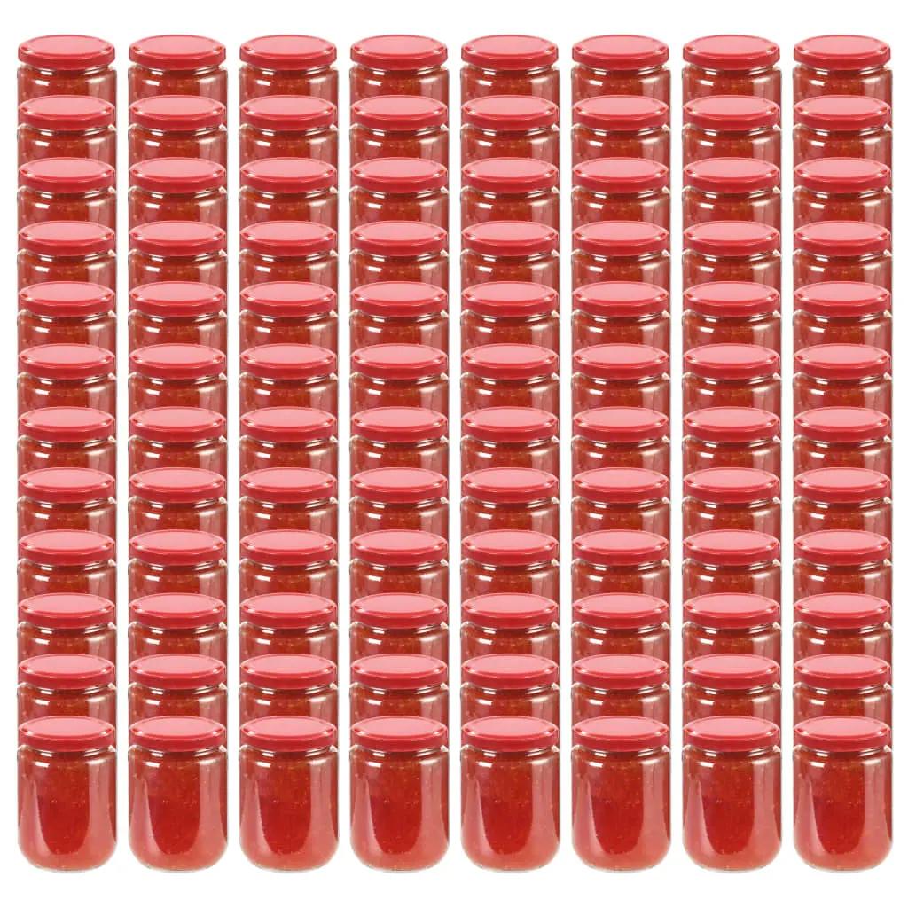 Jampotten met rode deksels 96 st 230 ml glas (1)